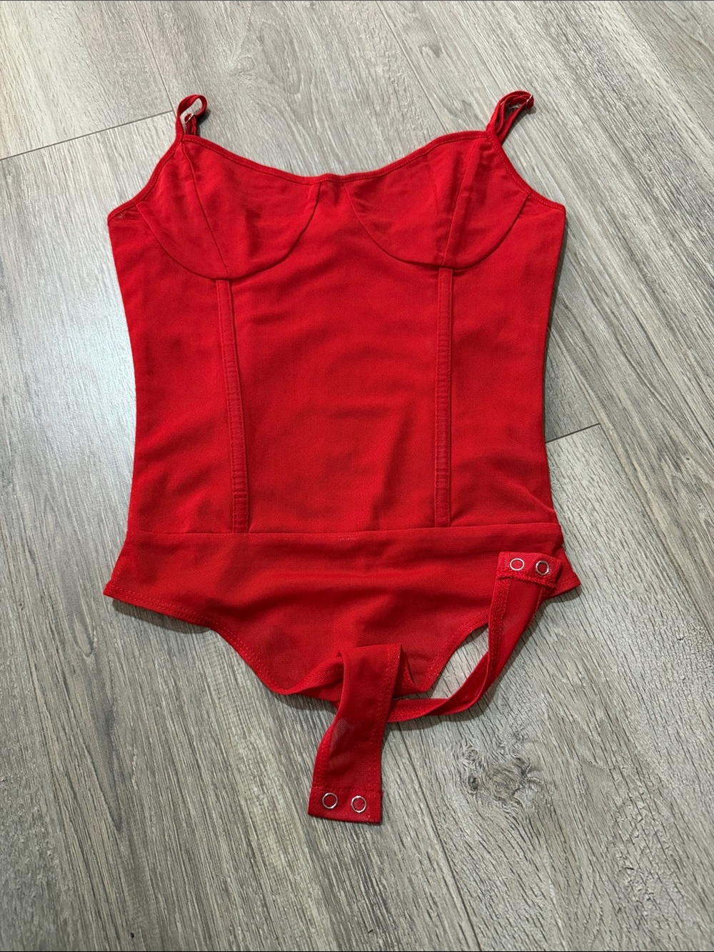 Forever 21 Red womens Snap-Back Bodysuit with Spaghetti Straps